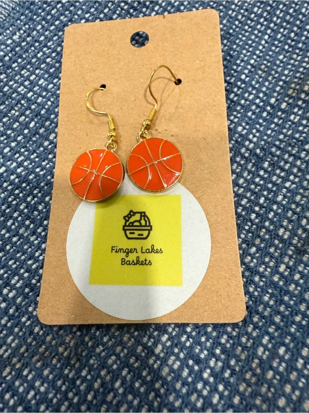 Kids Orange Basketball Dangle Earrings